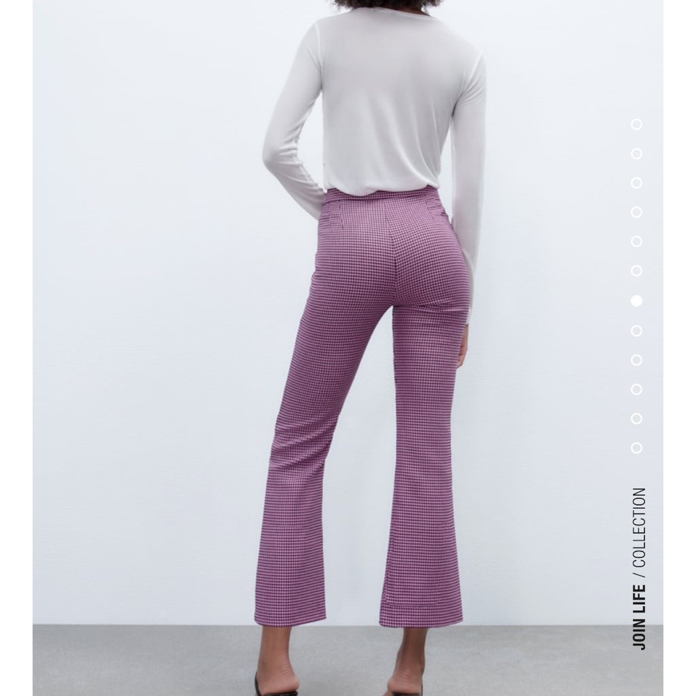 “Last one”ZARA HOUNDSTOOTH MINI FLARE PANTS - Picture 10 of 12